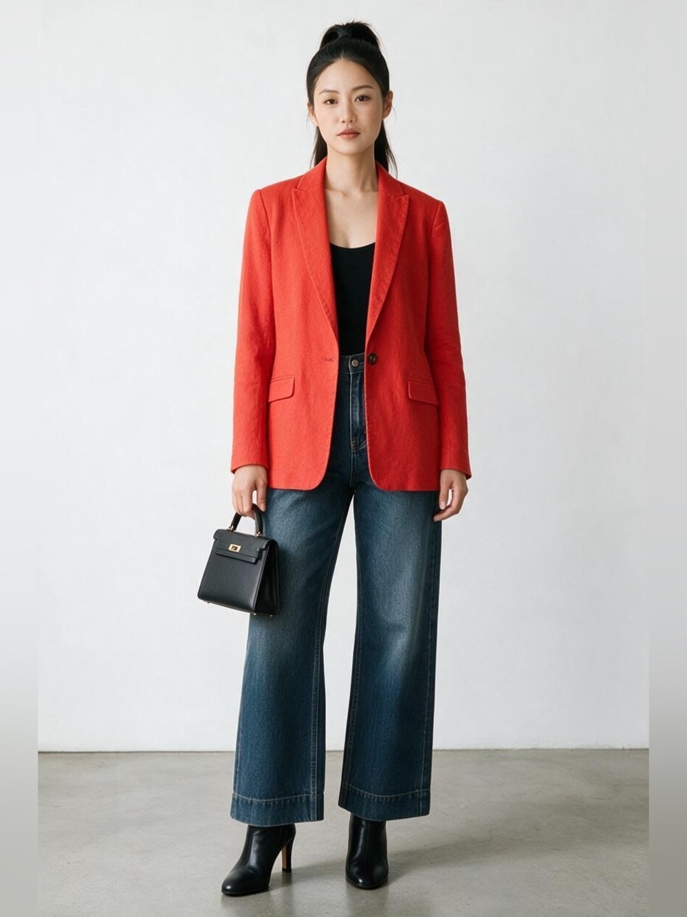 Ann Taylor Red Tomato Linen Blend Single Button Blazer| 10P